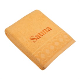 Jacquard R apricot Saunatuch 70x200 cm bestickt