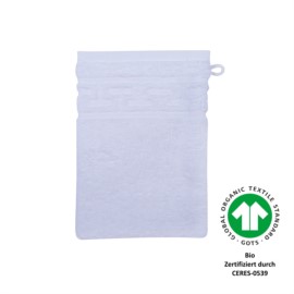 Jacquard M GOTS weiss Waschhandschuh Gr��e 17x22 c