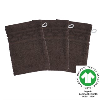 Waschhandschuh 17x22 cm 3er Pack coffee