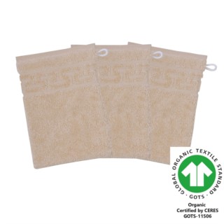 Waschhandschuh 17x22 cm 3er Pack mandel