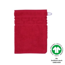 Jacquard M GOTS weinrot Waschhandschuh Gr��e 17x22