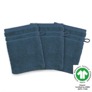 Waschhandschuh 17x22 cm 3er Pack dunkelblau 342