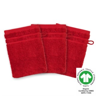 Waschhandschuh 17x22 cm 3er Pack feuerrot 700