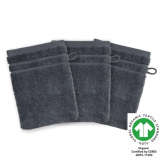 Waschhandschuh 17x22 cm 3er Pack graphit 804